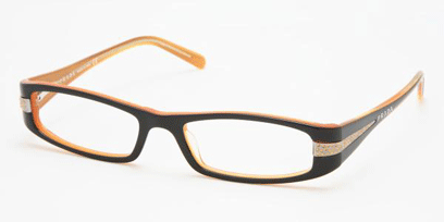 Prada Designer Glasses PR 18IV --> BLACK ON ORANGE TRANSPARENT